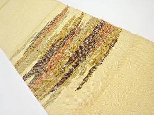 リサイクル　手織り真綿紬　抽象模様織り出し名古屋帯